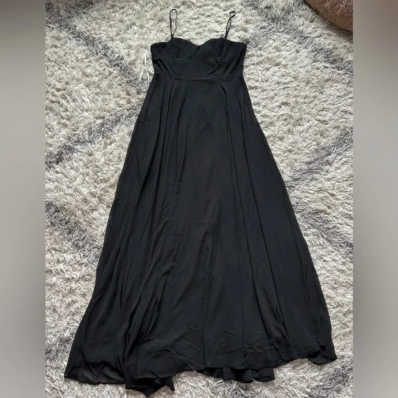 NWOT Lulus Cause for Commotion Black Pleated Bustier Maxi Dress - Picture 5 of 10